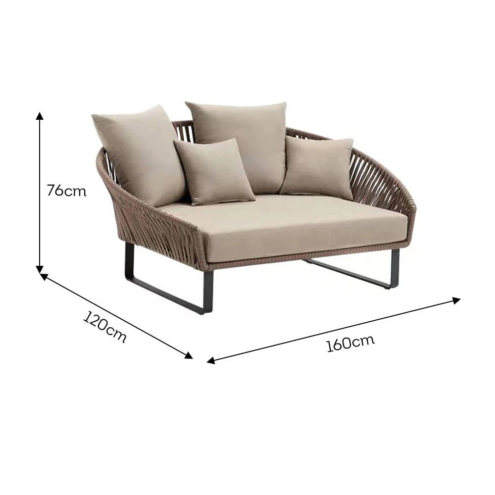 LIVARA PE Rattan Outdoor Sofa Garden Chair - Dark Khaki - Image 19