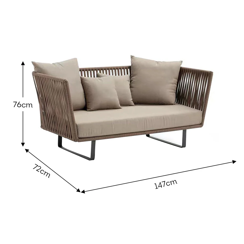 LIVARA PE Rattan Outdoor Sofa Garden Chair - Dark Khaki - Image 23