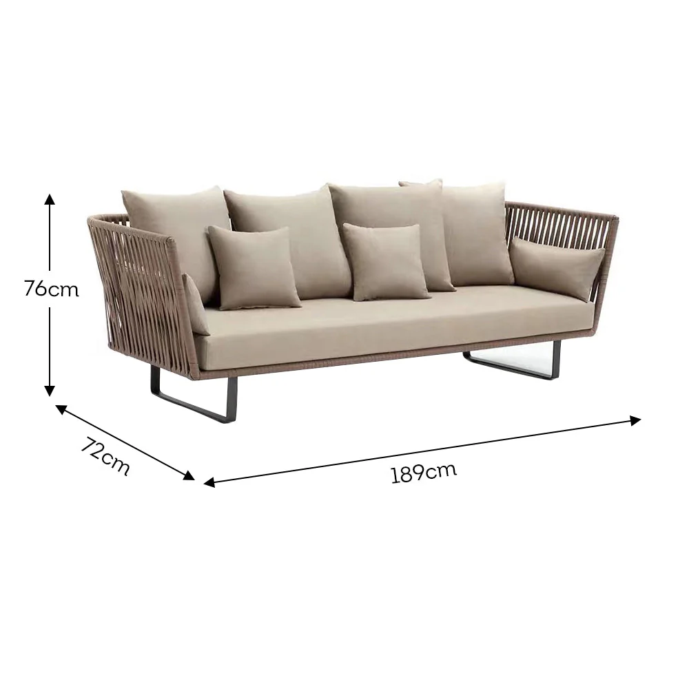LIVARA PE Rattan Outdoor Sofa Garden Chair - Dark Khaki - Image 24