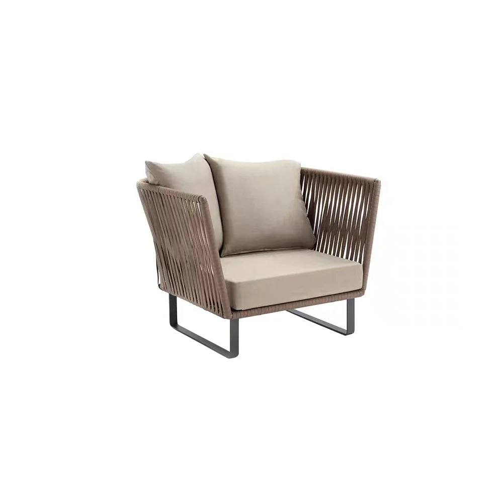 LIVARA PE Rattan Outdoor Sofa Garden Chair - Dark Khaki - Image 3