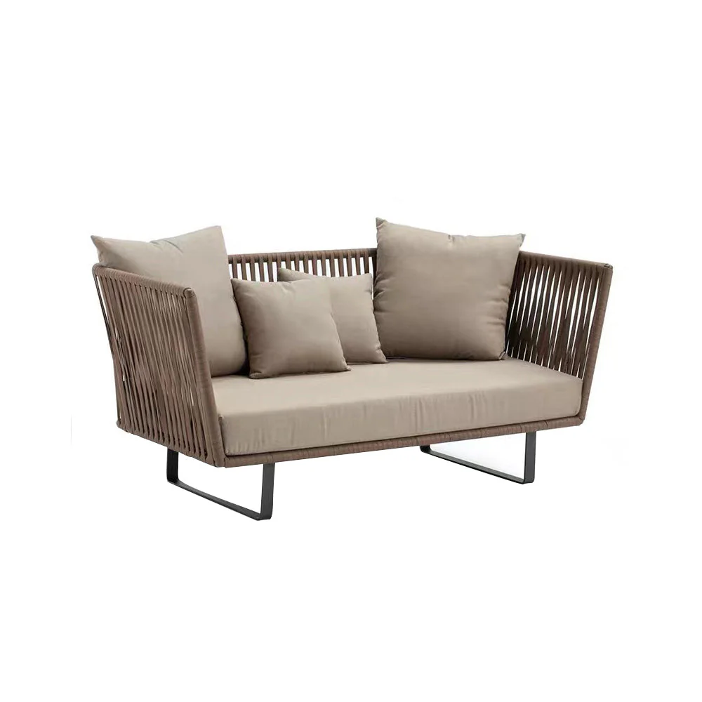 LIVARA PE Rattan Outdoor Sofa Garden Chair - Dark Khaki - Image 4