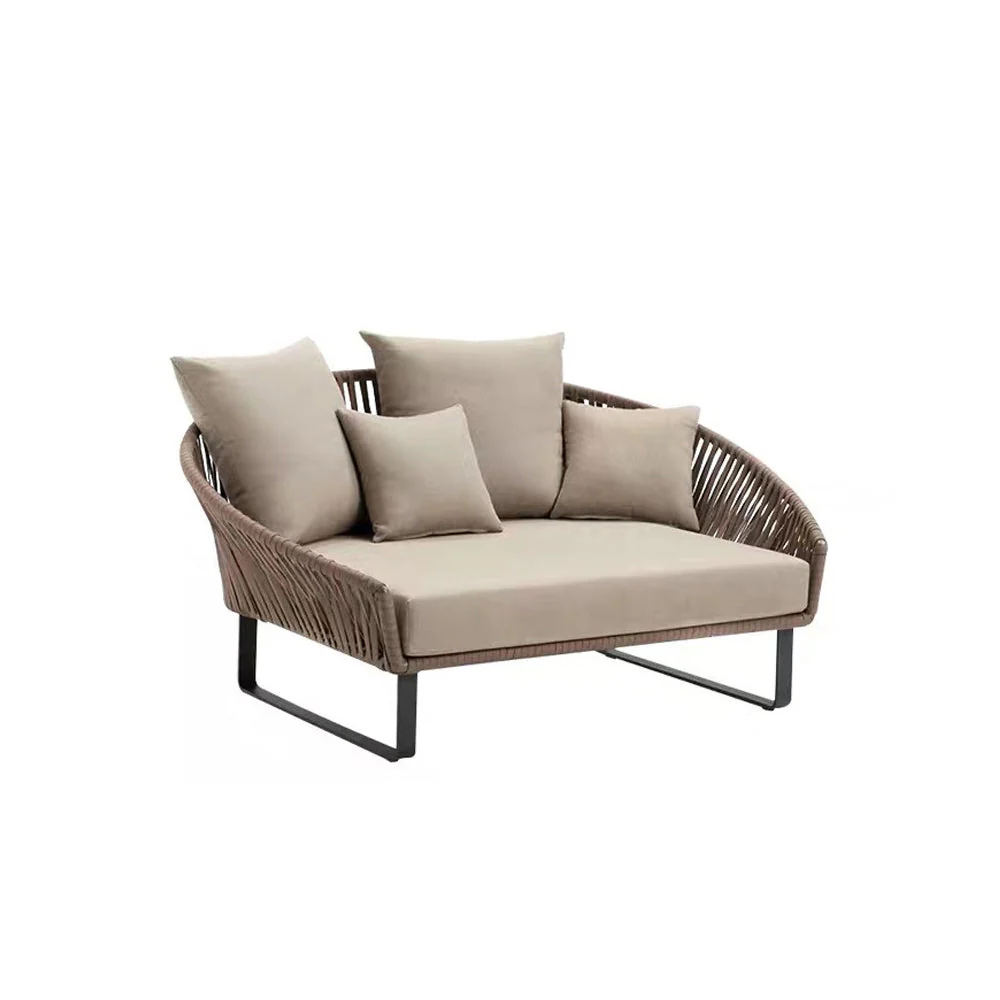 LIVARA PE Rattan Outdoor Sofa Garden Chair - Dark Khaki - Image 5