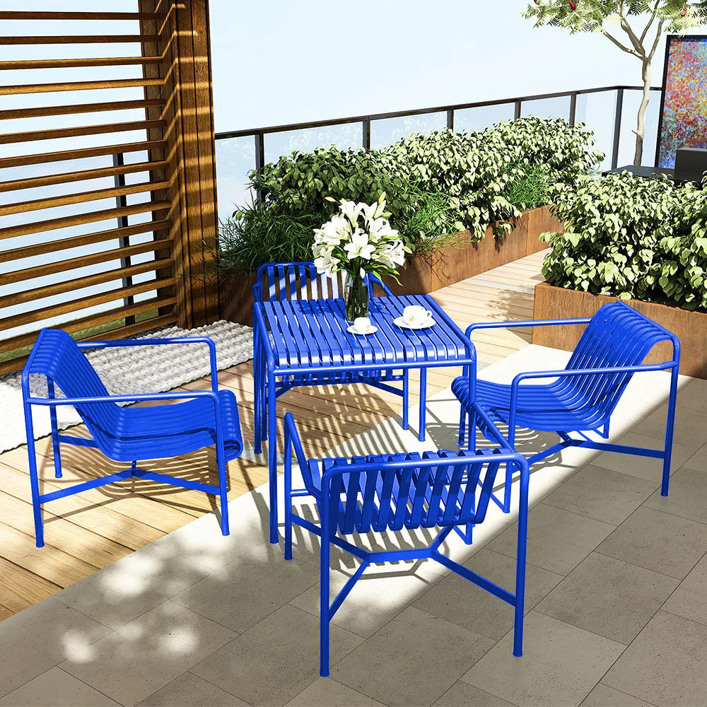 SOLARA Outdoor Iron Table/Bench/Chair/Sofa/Bar Stool - Blue - Image 24