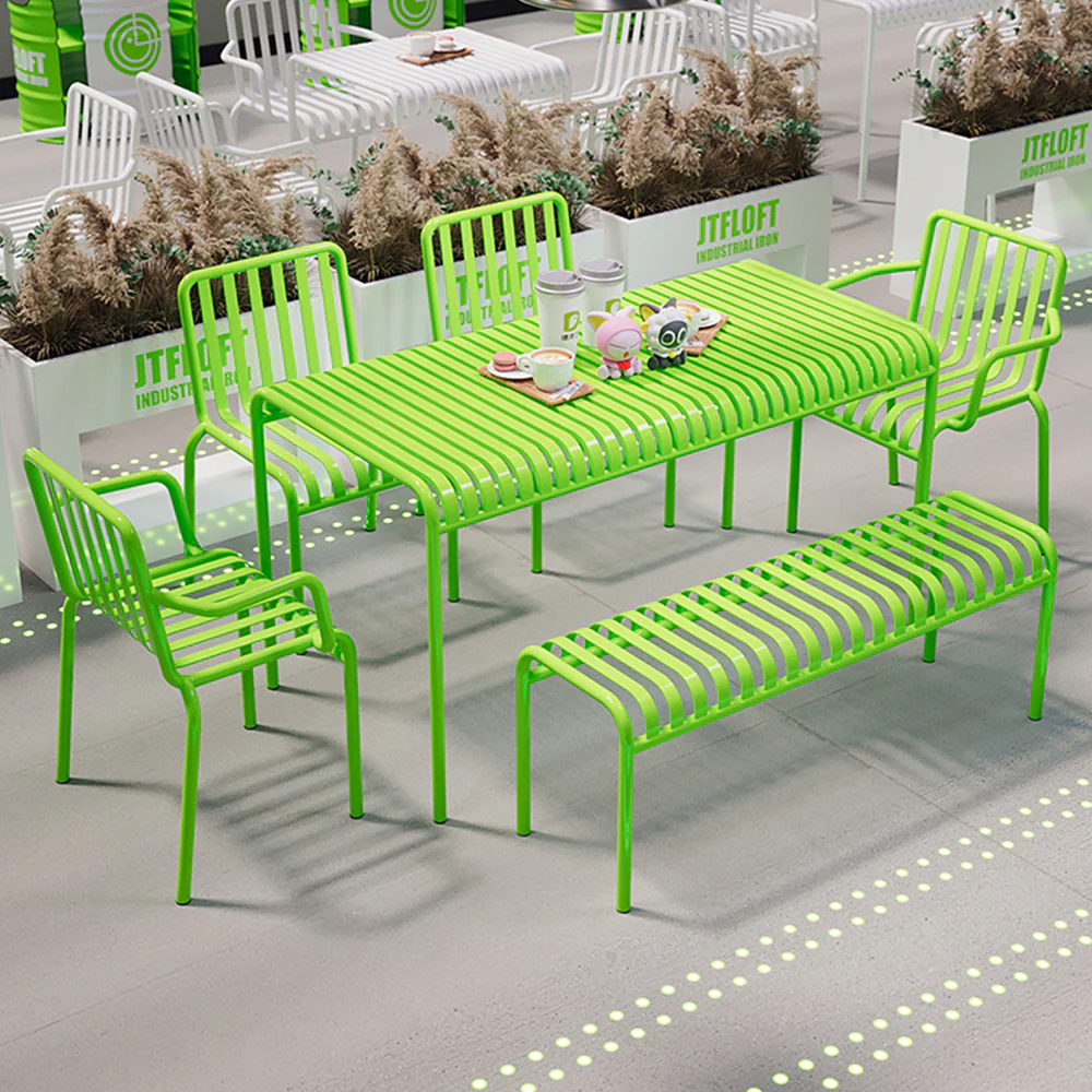 SOLARA Outdoor Iron Table/Bench/Chair/Sofa - Light Green - Image 6