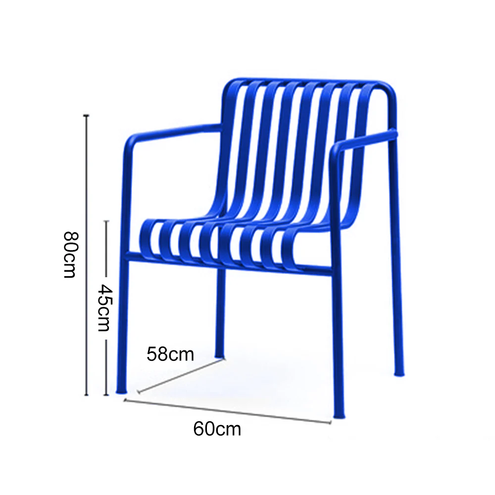 SOLARA Outdoor Iron Table/Bench/Chair/Sofa/Bar Stool - Blue - Image 25