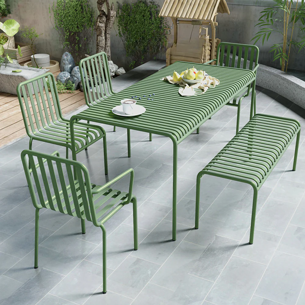 SOLARA Outdoor Iron Table/Bench/Chair/Sofa/Bar Stool - Green - Image 9