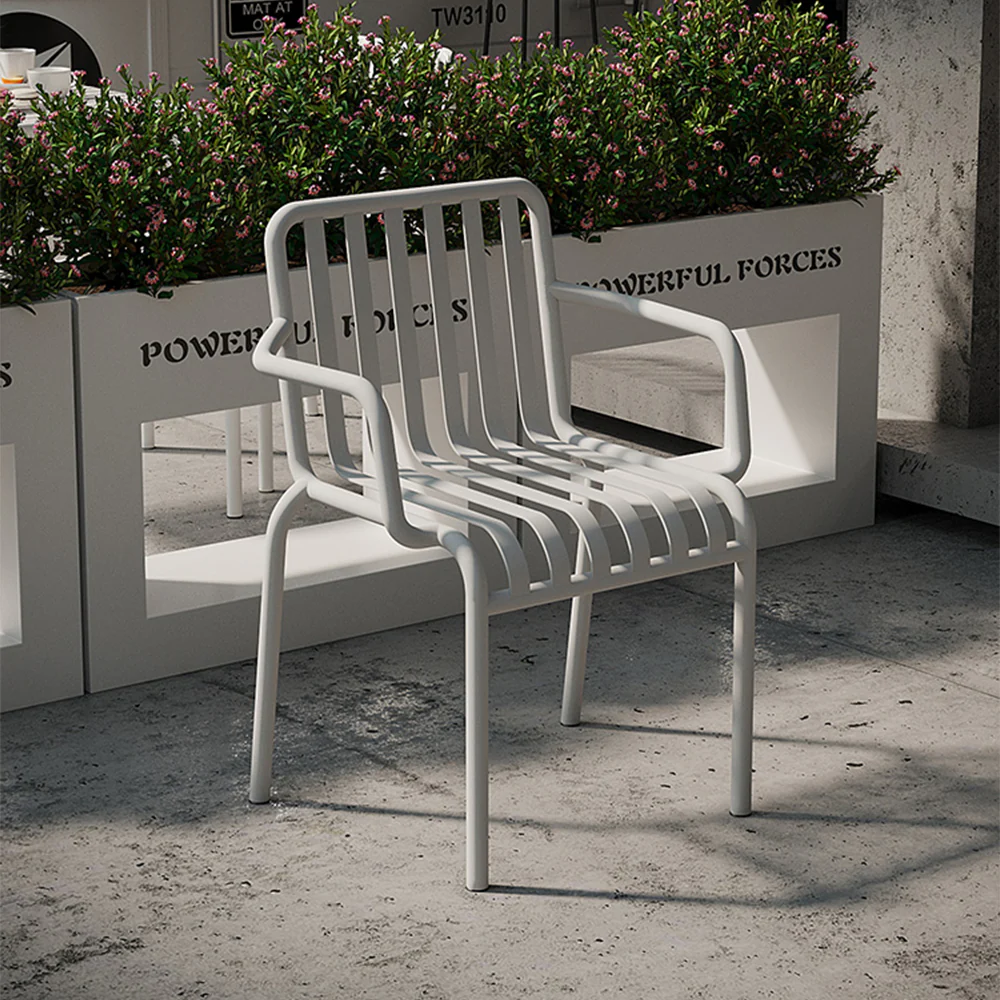 SOLARA Outdoor Iron Table/Bench/Chair/Sofa/Bar Stool - White - Image 27