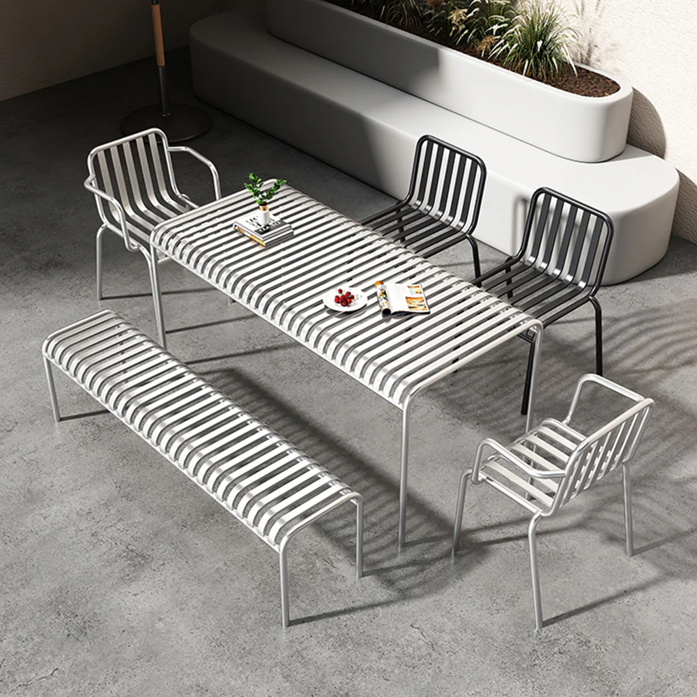 SOLARA Outdoor Iron Table/Bench/Chair/Sofa/Bar Stool - White - Image 12