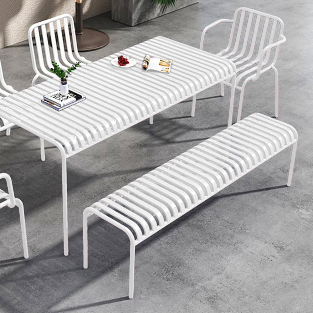 SOLARA Outdoor Iron Table/Bench/Chair/Sofa/Bar Stool - White - Image 17