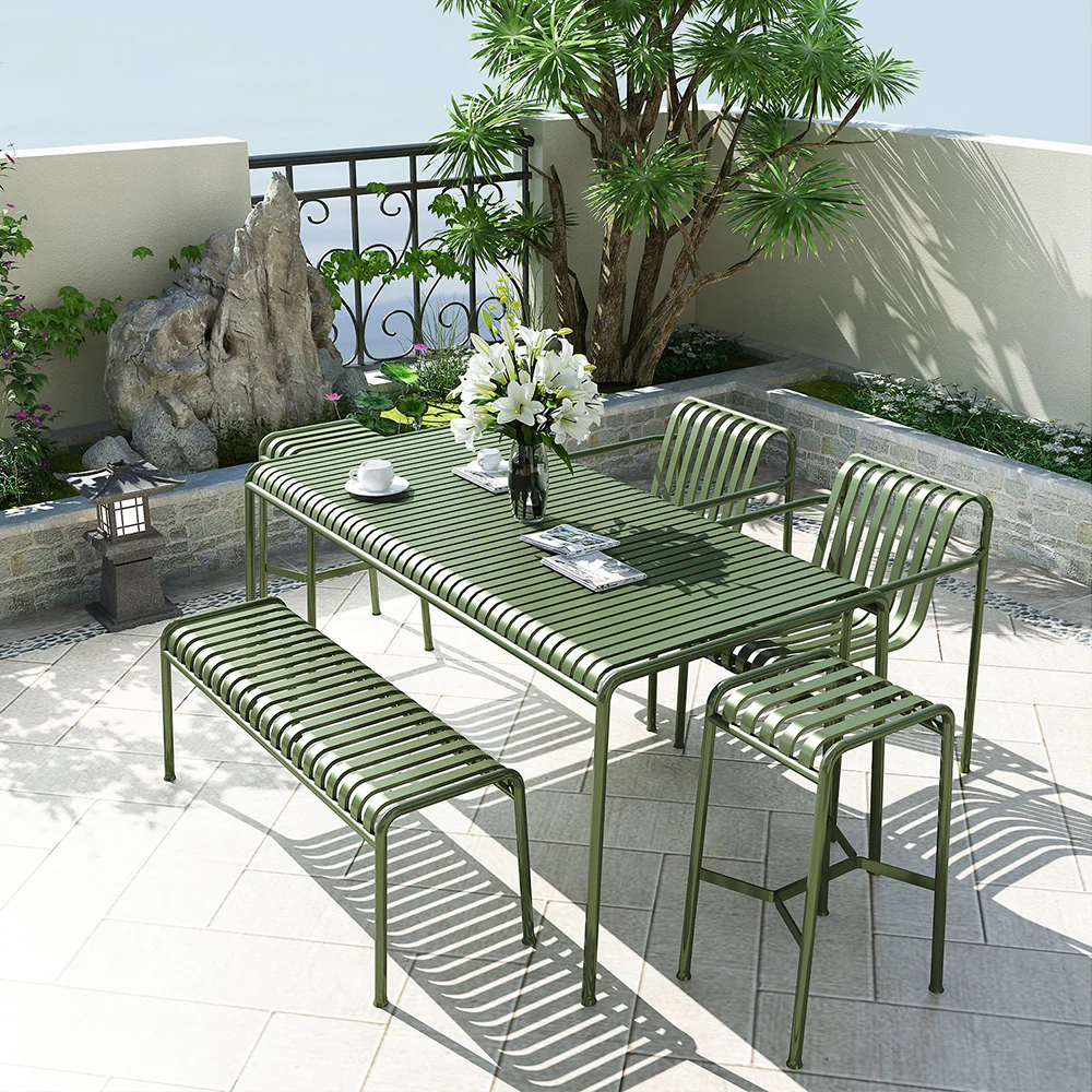 SOLARA Outdoor Iron Table/Bench/Chair/Sofa/Bar Stool - Green - Image 14