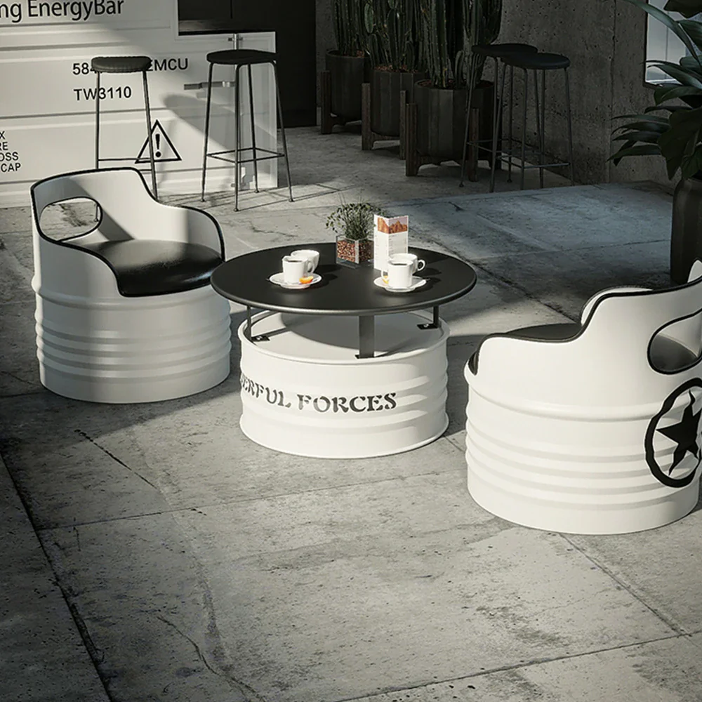 SOLARA Outdoor Table High-Temperature Baked Rust-Resistant Finish, Thickened Iron Frame with PU Edge Protection, Stable & Durable Easy-Clean Design - White - Image 4