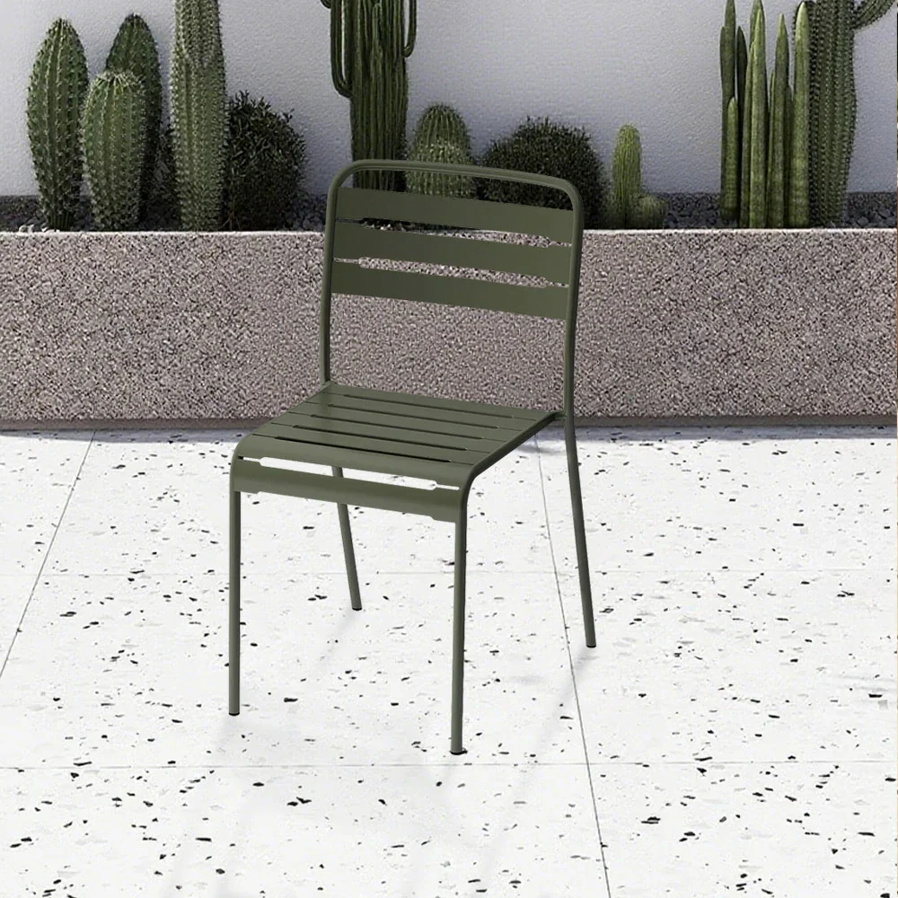 SOLARA Green Iron Chair Durable Metal Construction for Indoor or Outdoor Use - Image 2