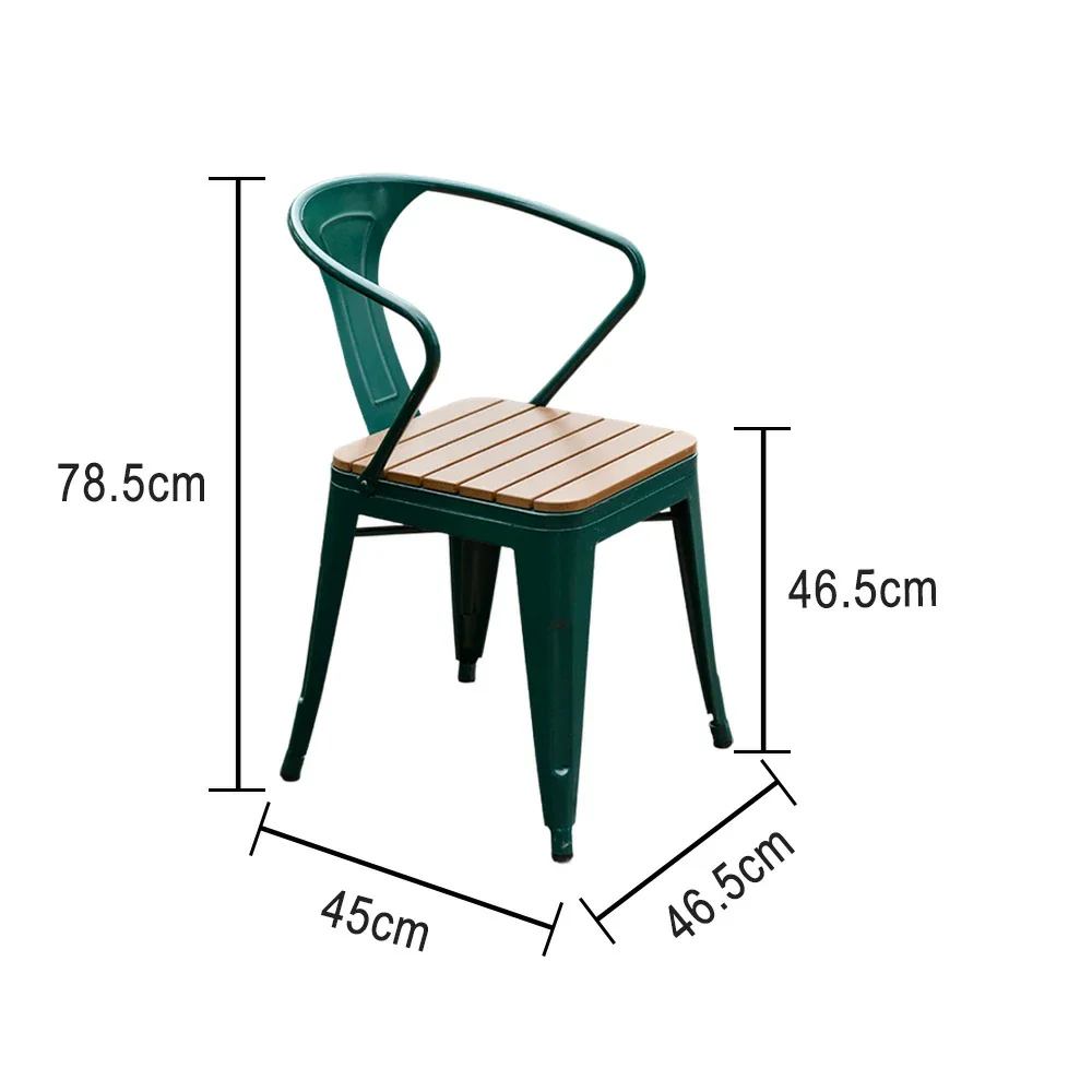 SOLARA Outdoor Patio Chair - Weather-Resistant PS Wood Seat, Green Iron Frame, Sturdy Welded Build - Image 5
