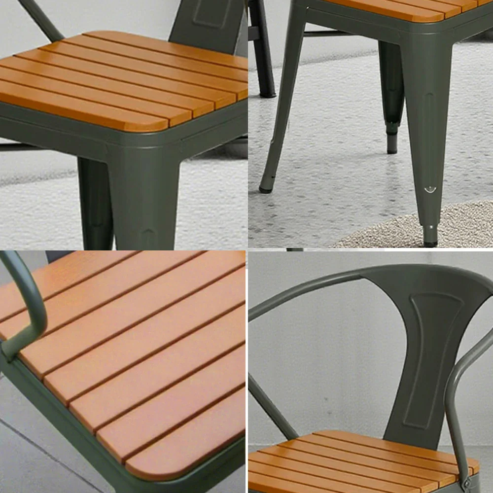 SOLARA Outdoor Patio Chair - Weather-Resistant PS Wood Seat, Gray Iron Frame, Sturdy Welded Build - Image 3