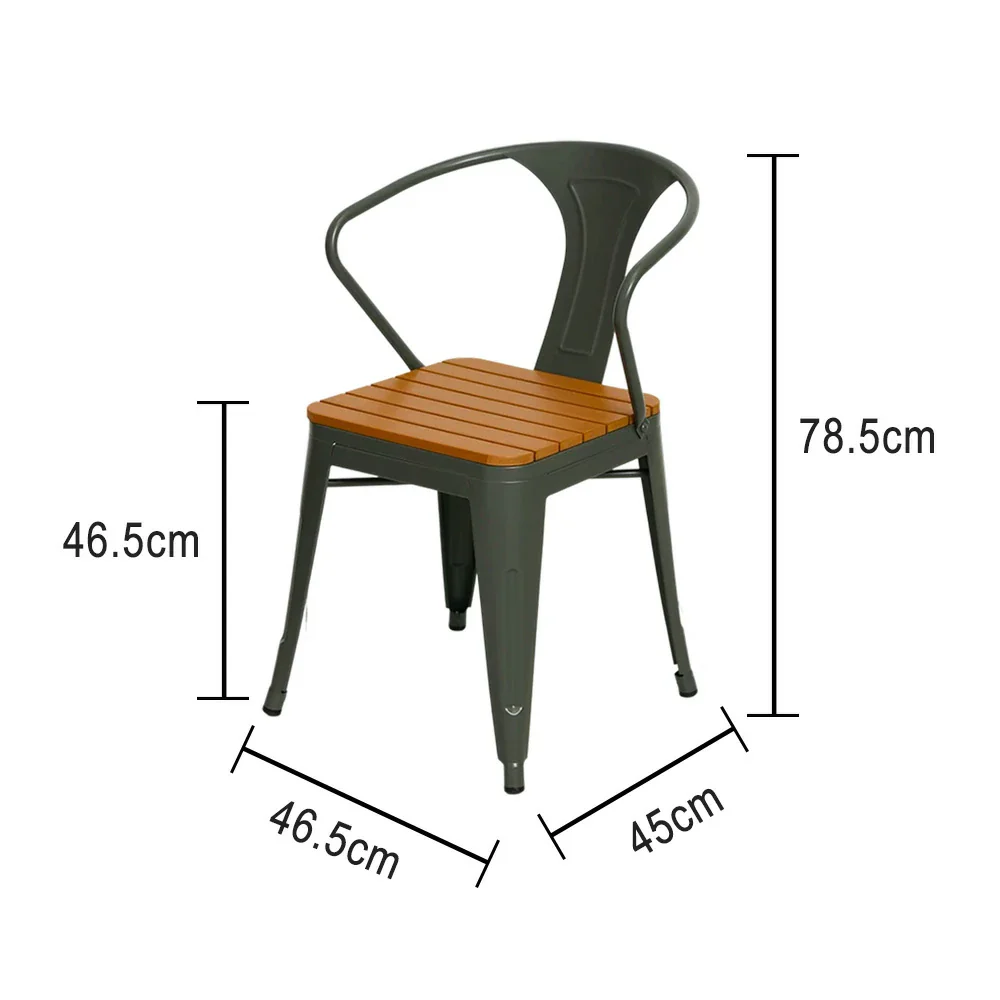 SOLARA Outdoor Patio Chair - Weather-Resistant PS Wood Seat, Gray Iron Frame, Sturdy Welded Build - Image 5