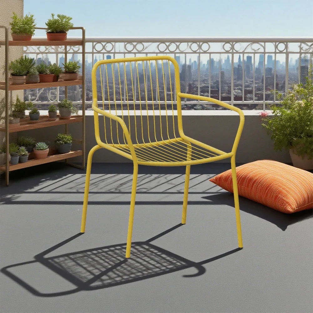 SOLARA Outdoor Chair - Heavy-Duty Yellow Iron Frame, Thick High-Quality Steel, Sturdy Design for Patio or Garden - Image 2