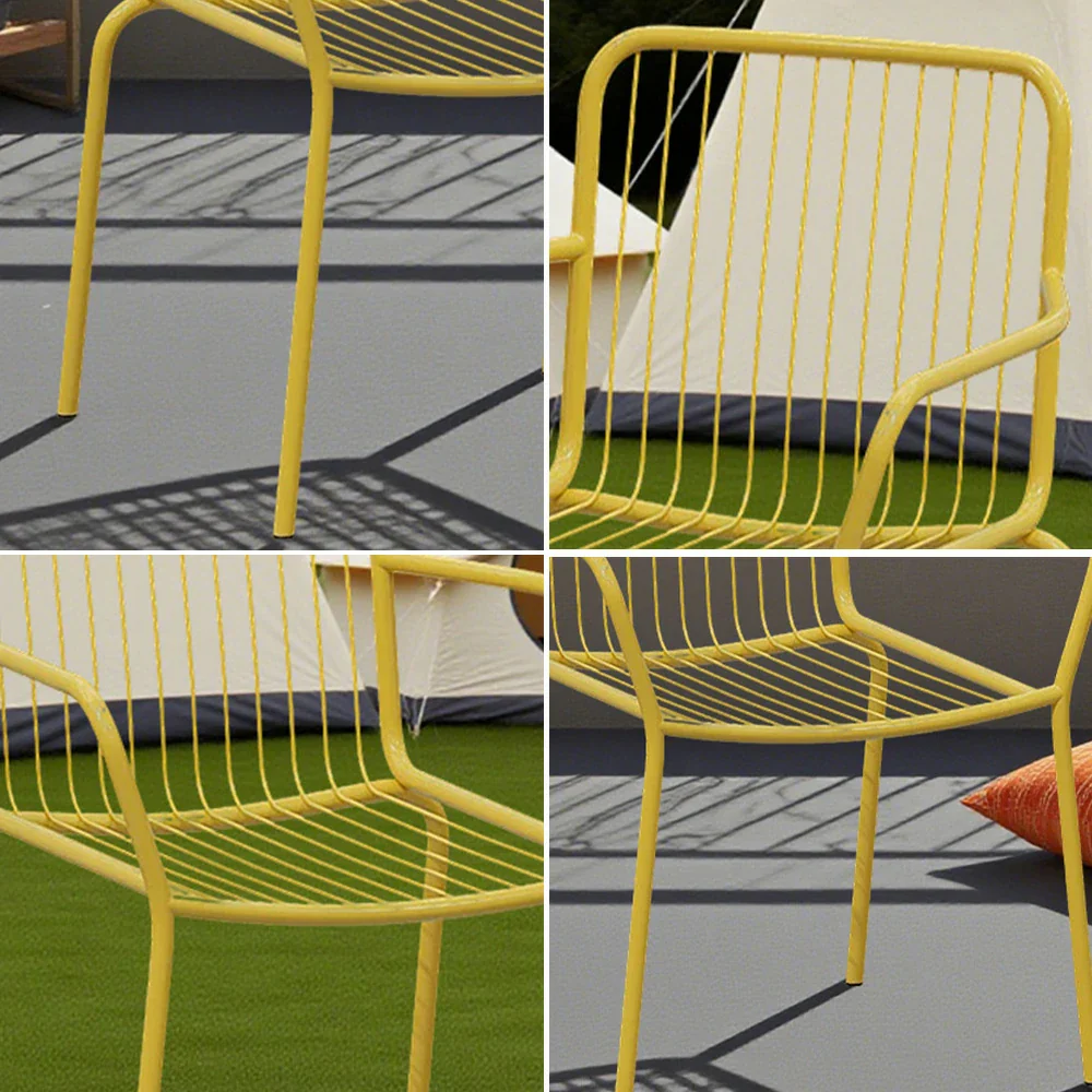 SOLARA Outdoor Chair - Heavy-Duty Yellow Iron Frame, Thick High-Quality Steel, Sturdy Design for Patio or Garden - Image 3