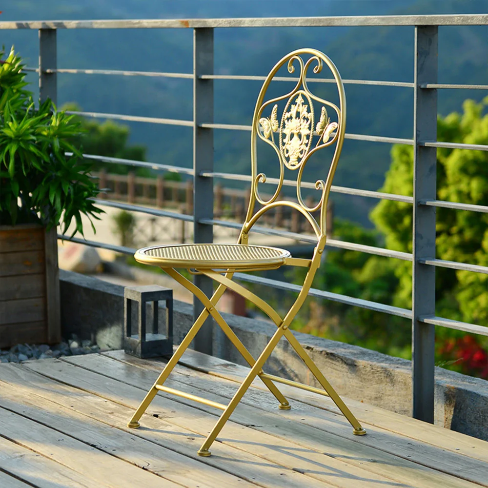 SOLARA Foldable Army Gold Iron Chair - Durable & Compact Design - Image 4