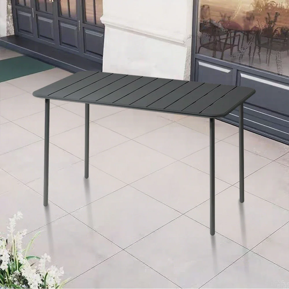 SOLARA 60/70/120/160cm Gray Square Iron Table, Durable Metal Build for Patio, Balcony, or Garden Use - Image 14
