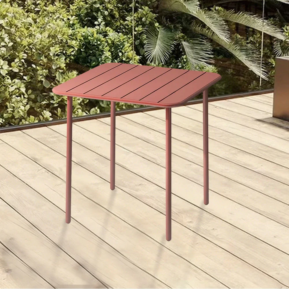 SOLARA 60/70/120/160cm Orange Square Iron Table, Durable Metal Build for Patio, Balcony, or Garden Use - Image 9