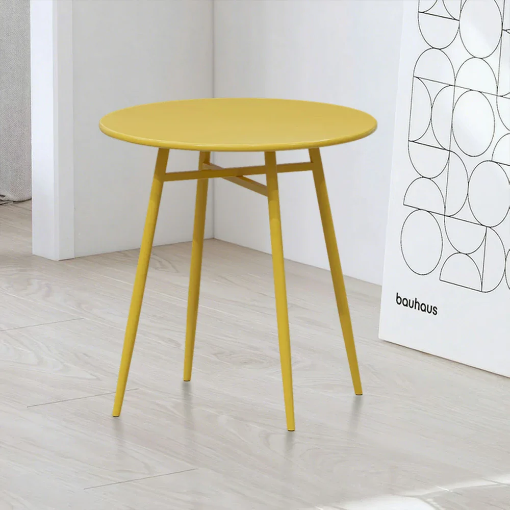 SOLARA Outdoor Round Dining Table - Wrought Iron Construction, Available in 60/70/80cm Sizes - Yellow - Image 7