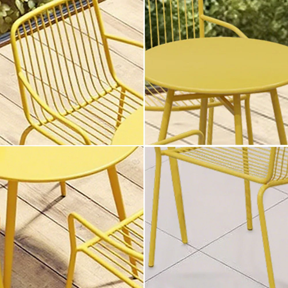 SOLARA 5-Piece Outdoor Round Dining Set - 1 Table & 4 Chairs, Wrought Iron Construction, Weather-Resistant for Patio or Garden - Image 3