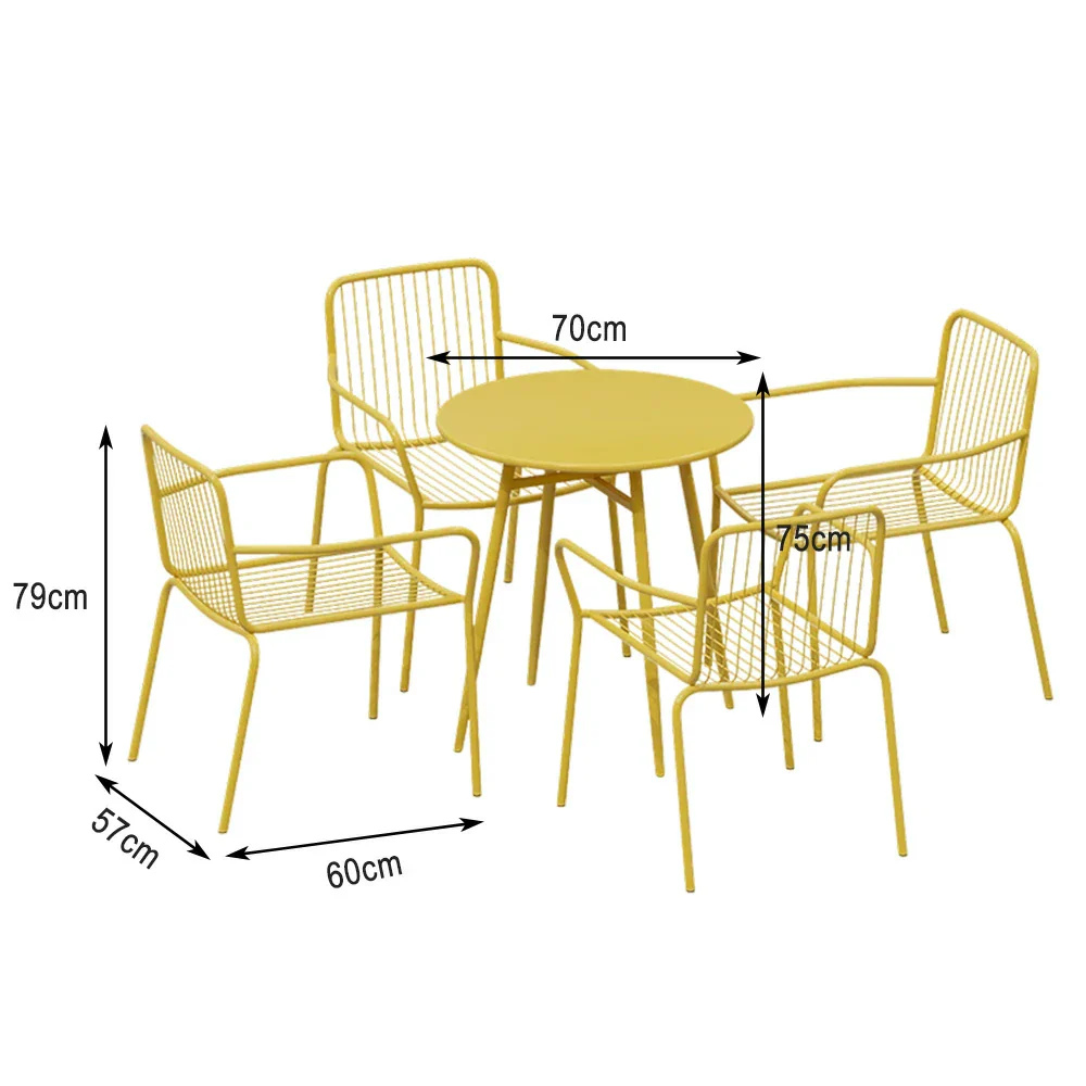 SOLARA 5-Piece Outdoor Round Dining Set - 1 Table & 4 Chairs, Wrought Iron Construction, Weather-Resistant for Patio or Garden - Image 5