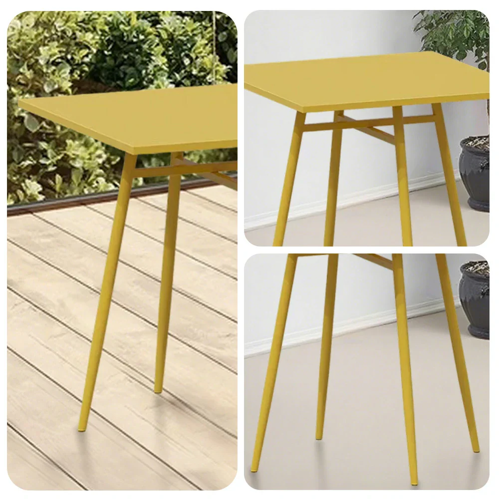 SOLARA Outdoor Square Dining Table - Yellow Wrought Iron Frame, 60/70/80cm Sizes, Durable & Weather-Resistant for Patio or Garden - Image 8