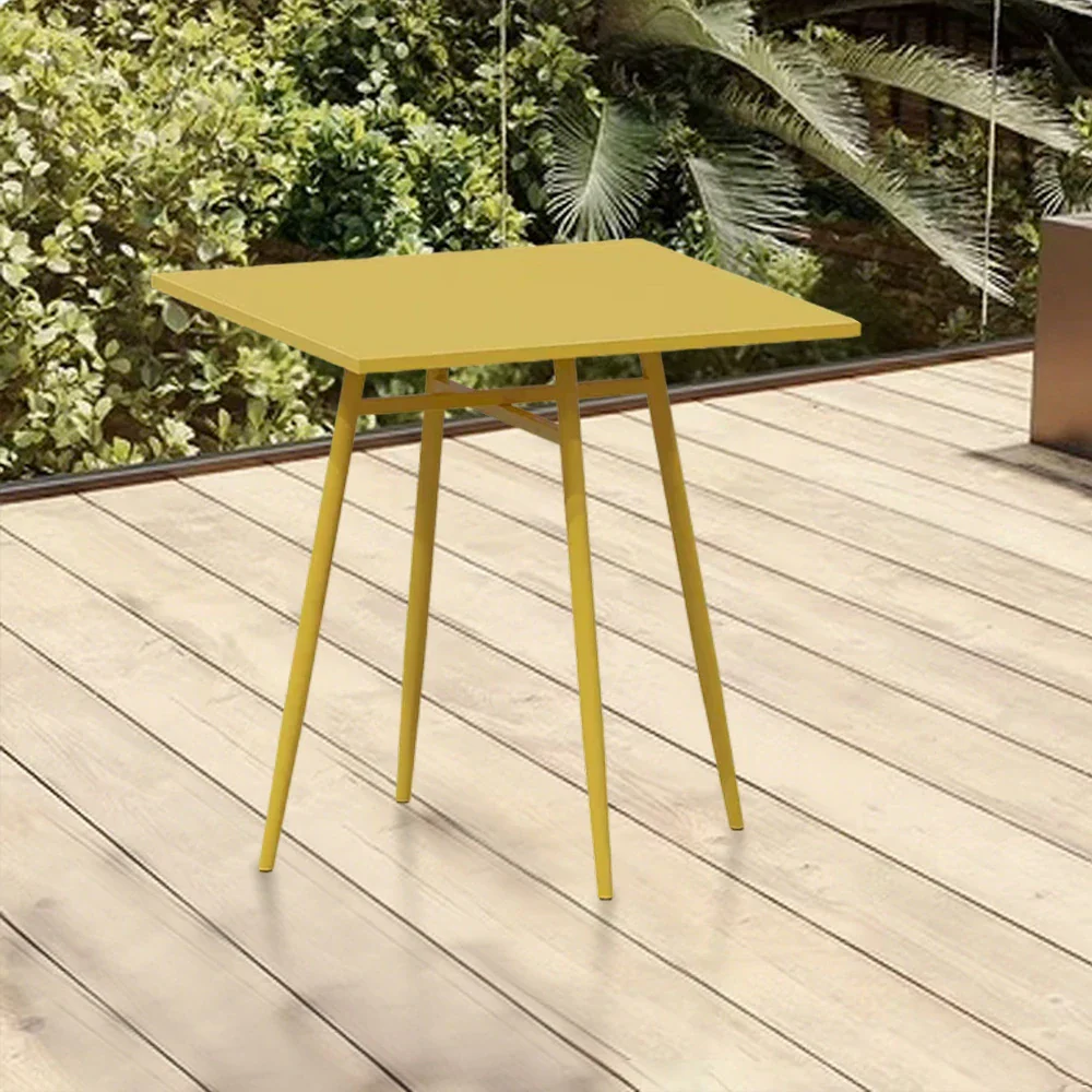 SOLARA Outdoor Square Dining Table - Yellow Wrought Iron Frame, 60/70/80cm Sizes, Durable & Weather-Resistant for Patio or Garden - Image 9