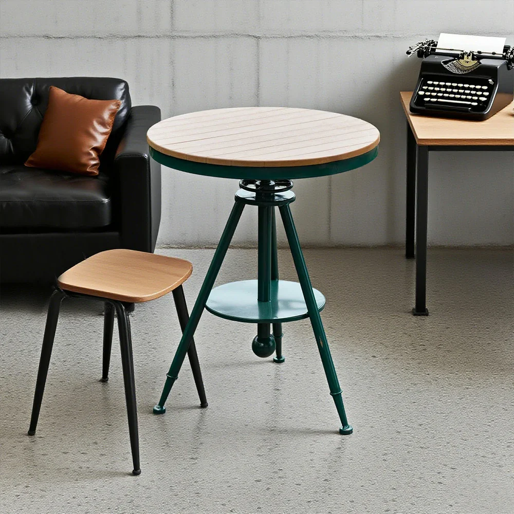 SOLARA Outdoor Dining Table - Green Iron Frame with Durable PS Wood Top, Adjustable Height - Image 4