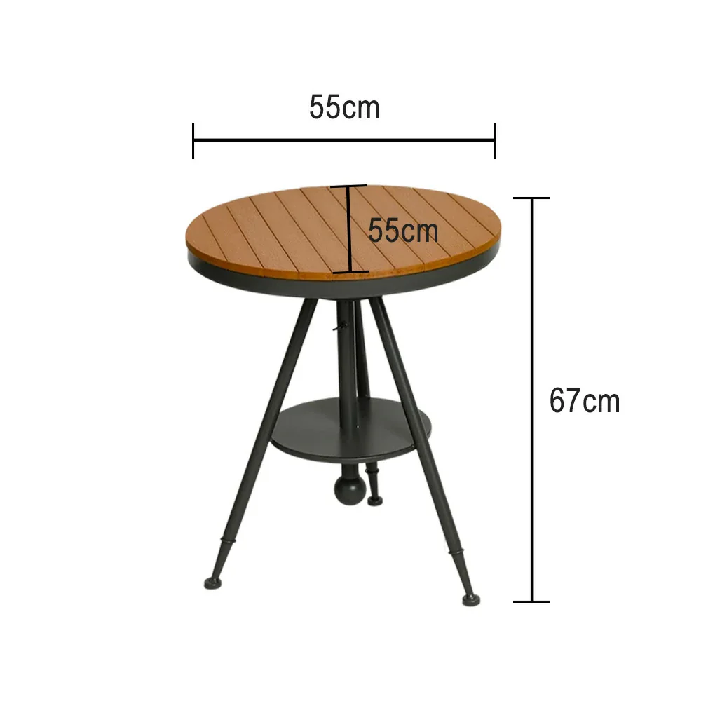 SOLARA Outdoor Dining Table - Gray Iron Frame with Durable PS Wood Top, Adjustable Height - Image 5