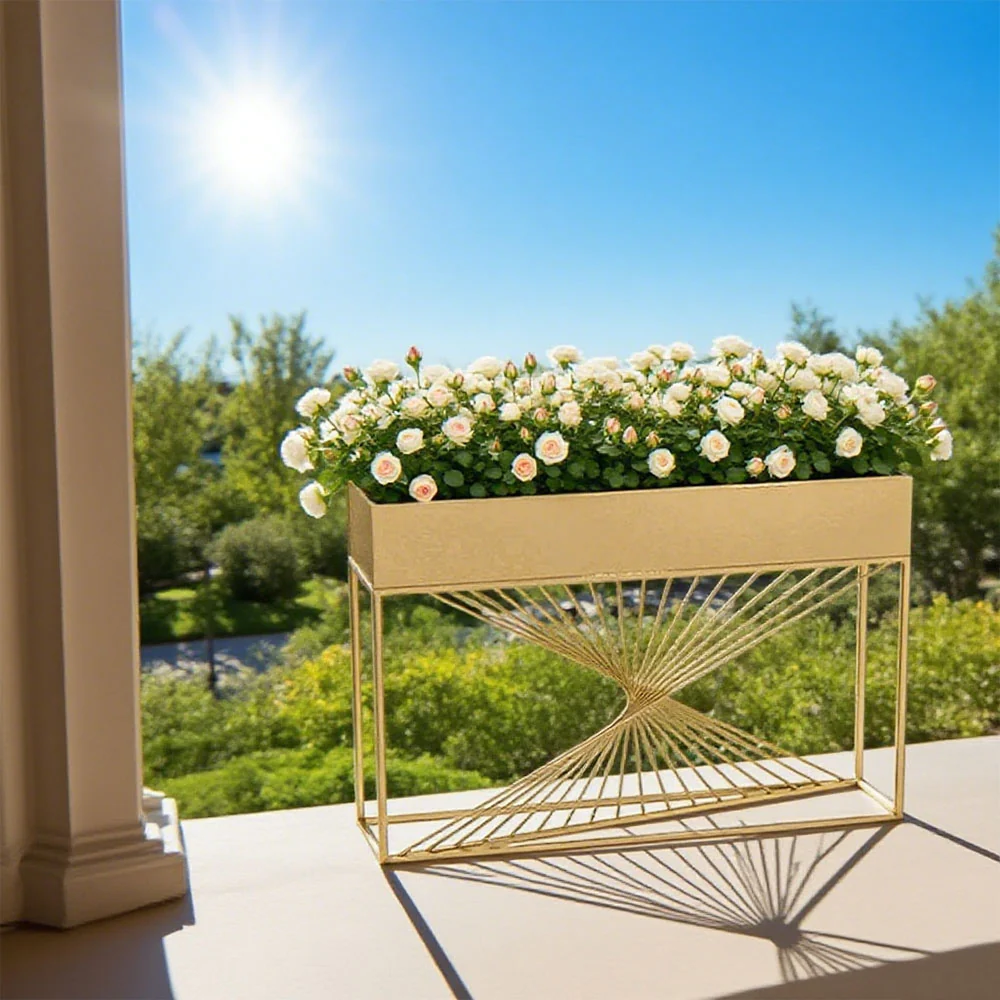 SOLARA ZFL01 Minimalist Style 120cm Modular Gold/Black/White Metal Planter with Partition FunctionSaving for Outdoor Use - Image 7