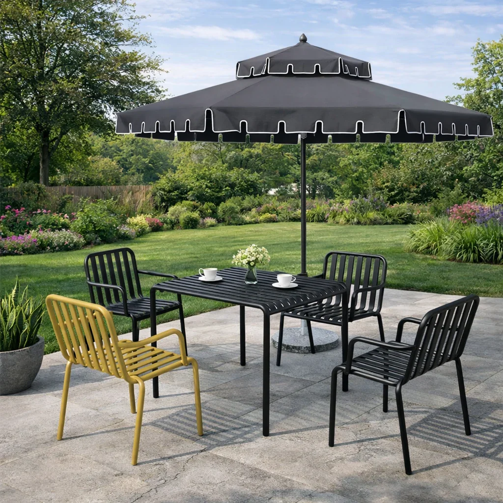 SOLARA Outdoor Iron Table/Bench/Chair/Sofa/Bar Stool - Black - Image 5