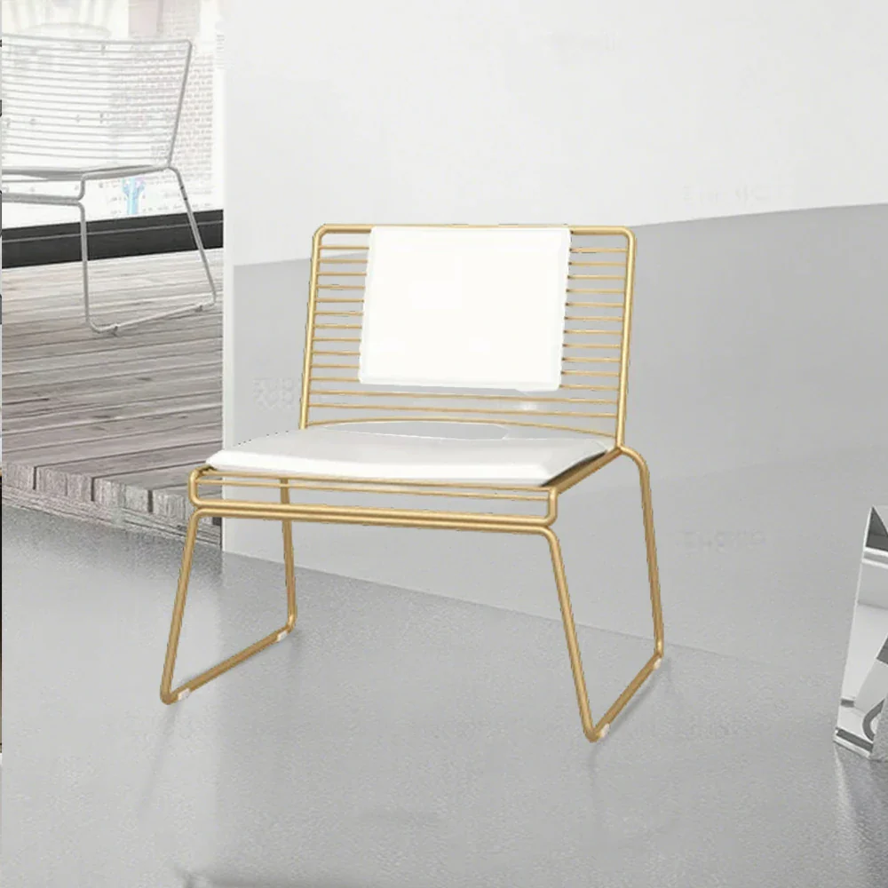 SOLARA Iron Lounge Chair – Minimalist Metal Frame with Seat and Back Cushion - Gold - Image 2