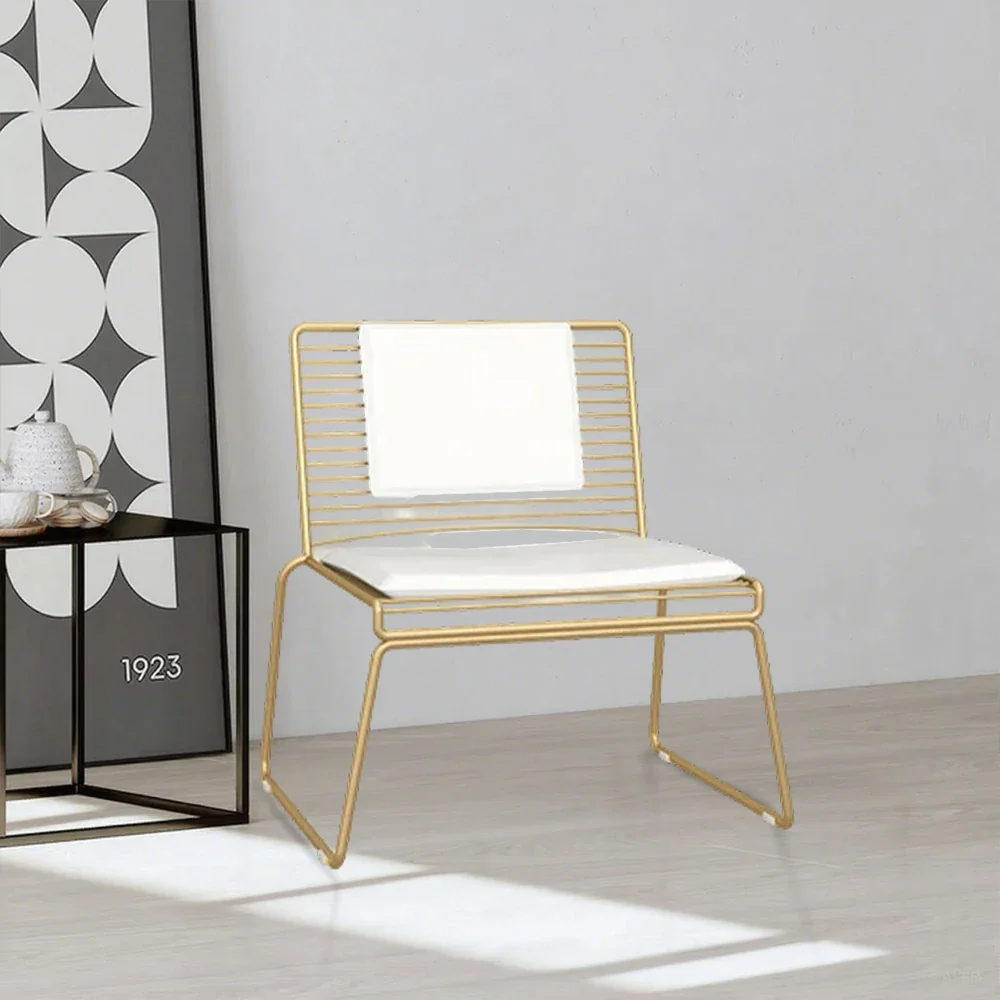 SOLARA Iron Lounge Chair – Minimalist Metal Frame with Seat and Back Cushion - Gold - Image 4