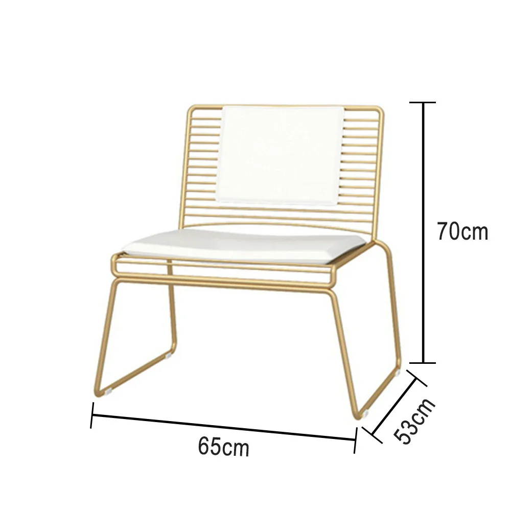 SOLARA Iron Lounge Chair – Minimalist Metal Frame with Seat and Back Cushion - Gold - Image 5