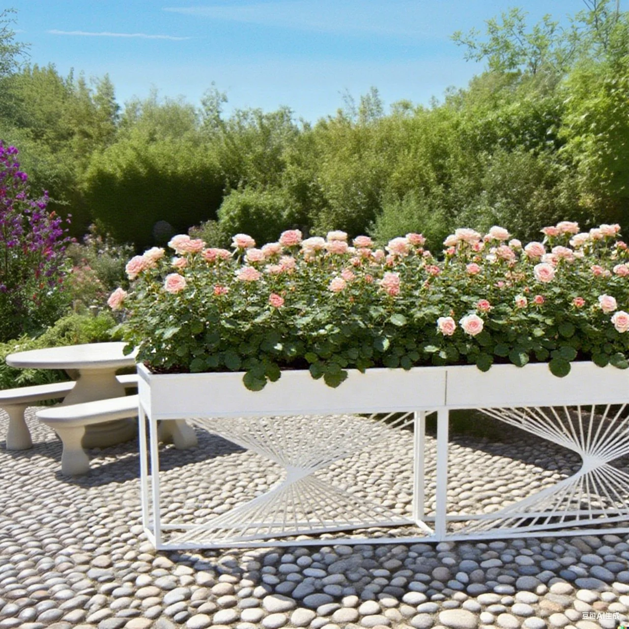 SOLARA ZFL02 Minimalist Style 140cm Modular White/Gold/Black Metal Planter with Partition FunctionSaving for Outdoor Use - Image 2