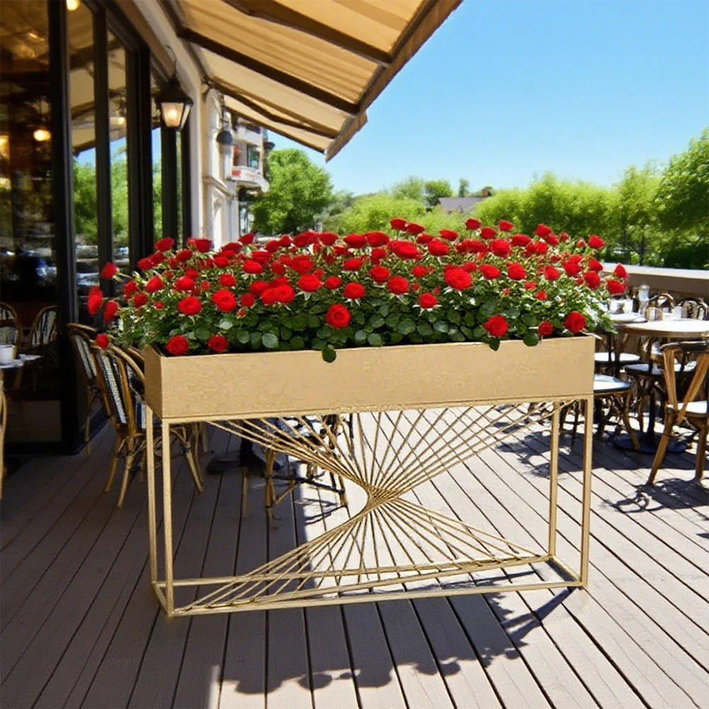 SOLARA ZFL02 Minimalist Style 140cm Modular White/Gold/Black Metal Planter with Partition FunctionSaving for Outdoor Use - Image 9