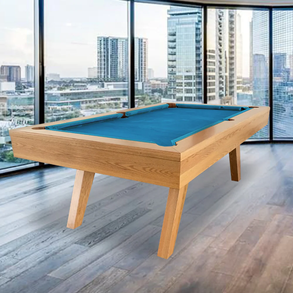 QUESLA P1 7FT Slate Pool Snooker Table Billiards Table Oblique Leg - Oak&Blue - Image 2