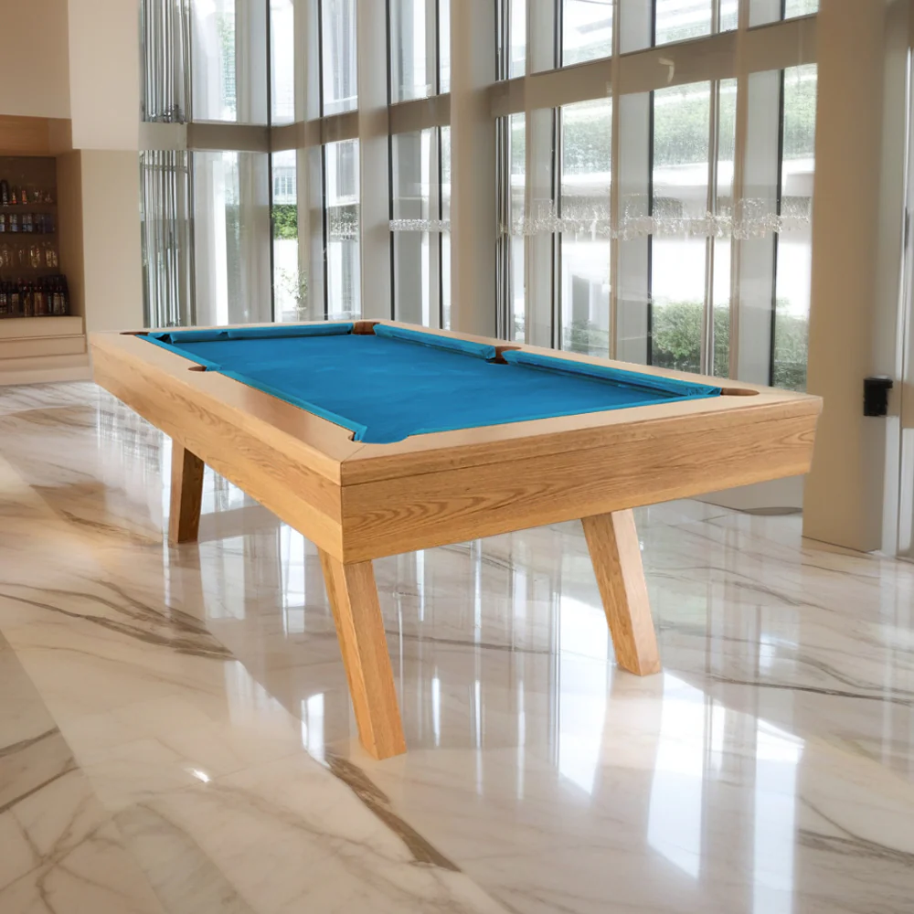 QUESLA P1 7FT Slate Pool Snooker Table Billiards Table Oblique Leg - Oak&Blue - Image 4