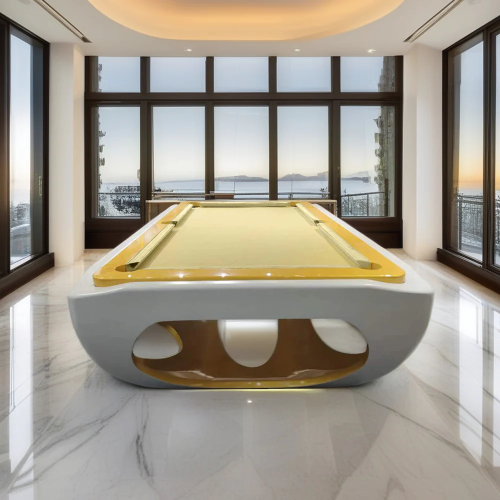 QUESLA G01 8FT Slate Billiard Table W/ Free Accessories Pool Table - White&Yellow - Image 2