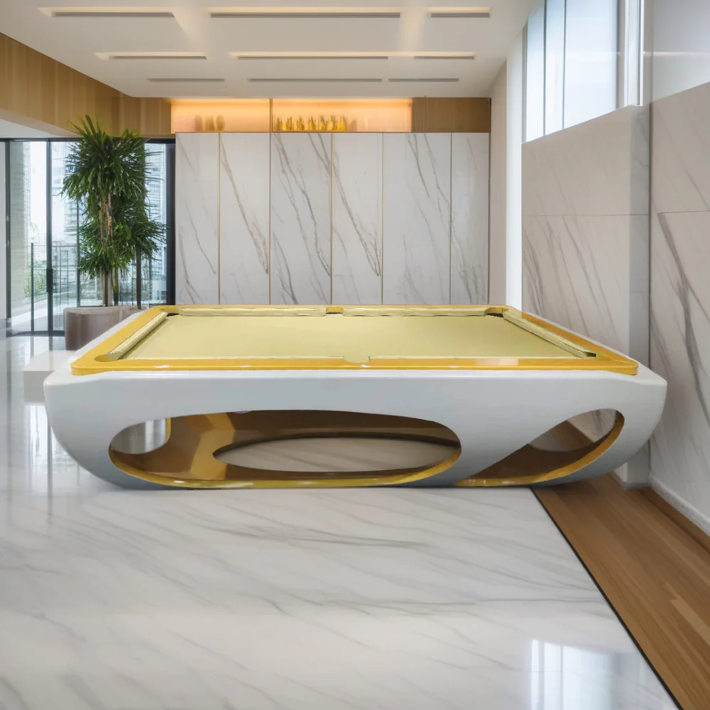 QUESLA G01 8FT Slate Billiard Table W/ Free Accessories Pool Table - White&Yellow - Image 3