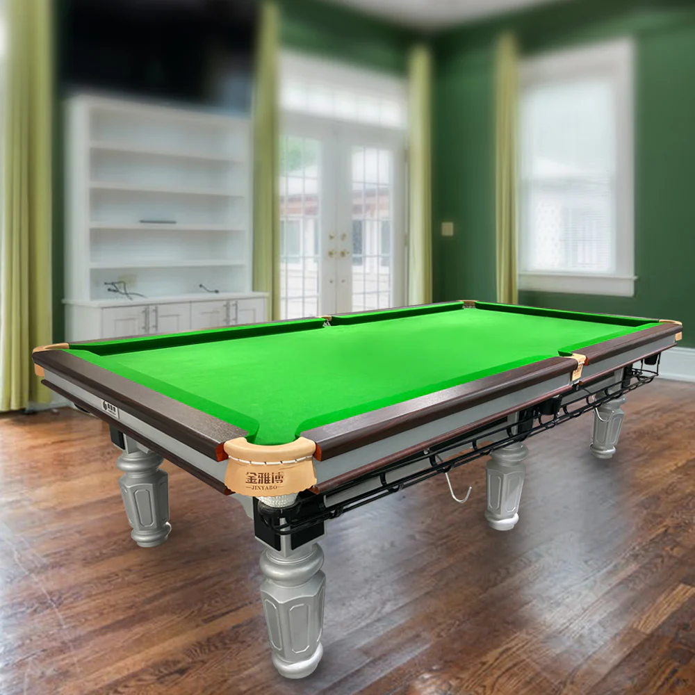 QUESLA 9FT Luxury Slate Billiard Table W/ Free Accessories Chinese Pool Table Ball Return System - Silver&Green - Image 4