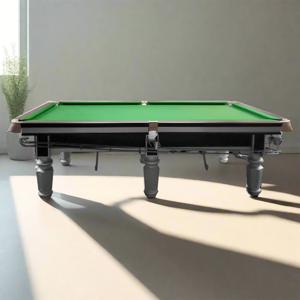 QUESLA 9FT Luxury Slate Billiard Table W/ Free Accessories Chinese Pool Table Ball Return System - Silver&Green - Image 5