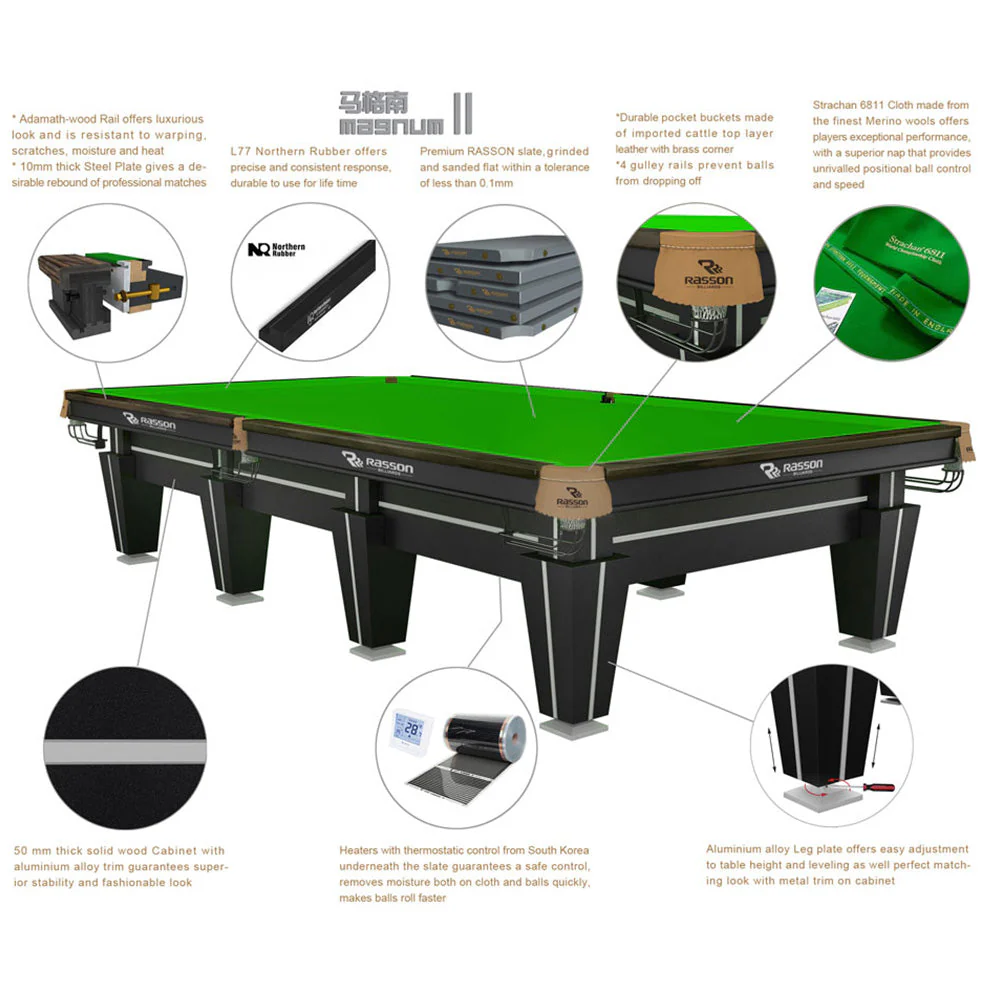 RASSON 12FT Magnum II Luxury Competition Pool / Billiards / Snooker Table - Image 10