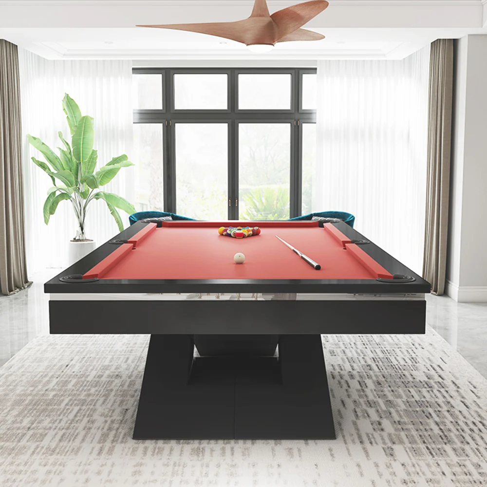 XINGPAI XW7X 7FT Slate Pool Billiard Table Soild Wood - Black&Red - Image 5