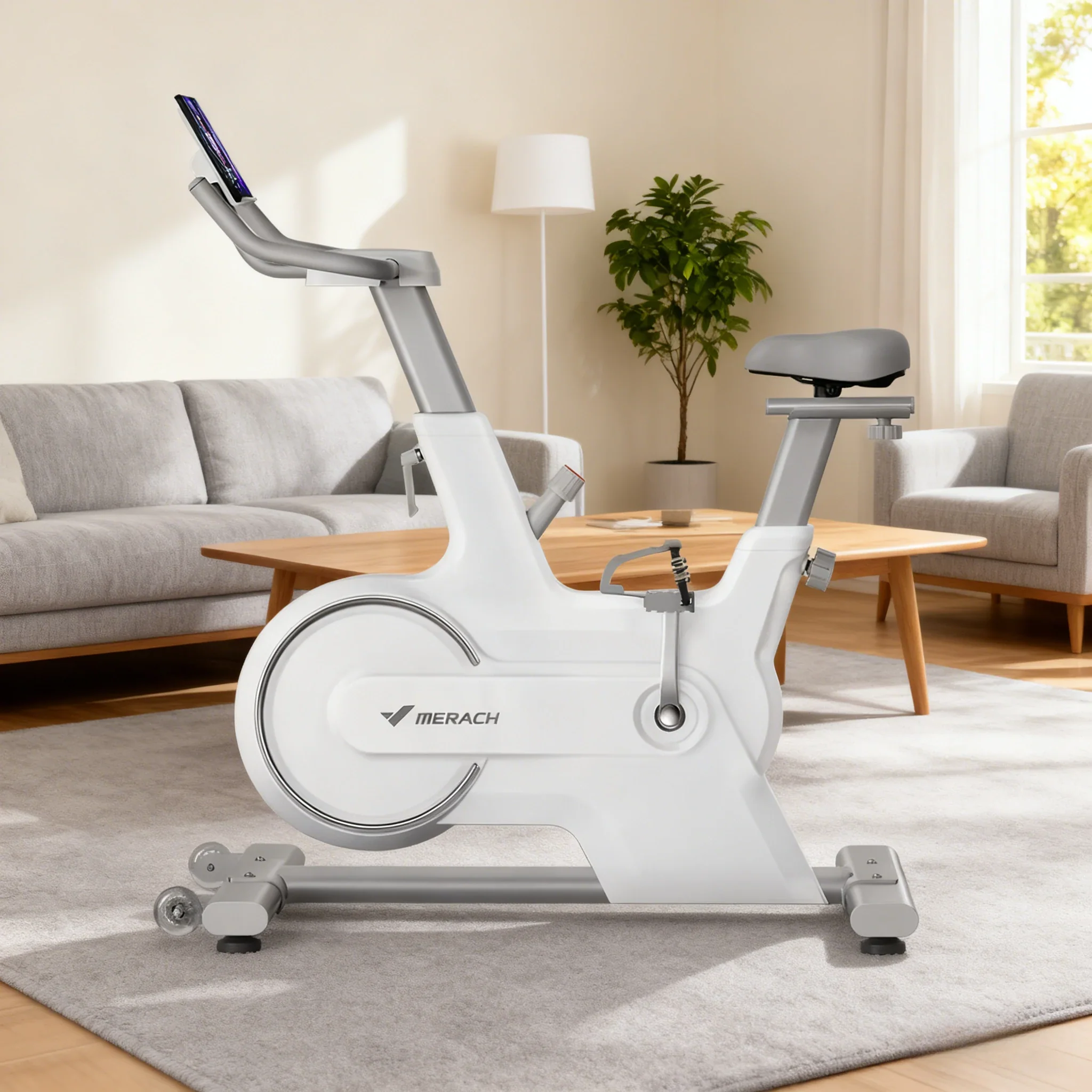 FITPRO MR667 6 KG Flywheel Spin Bike Home Gym Train - White - Image 4