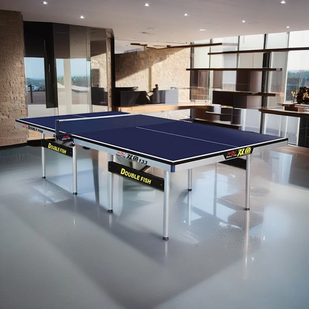 DOUBLE FISH 133 Indoor 25mm Blue Foldable Solo Play Table Tennis Pingpong Table-Bats Balls Net ITTF Approve - Image 11