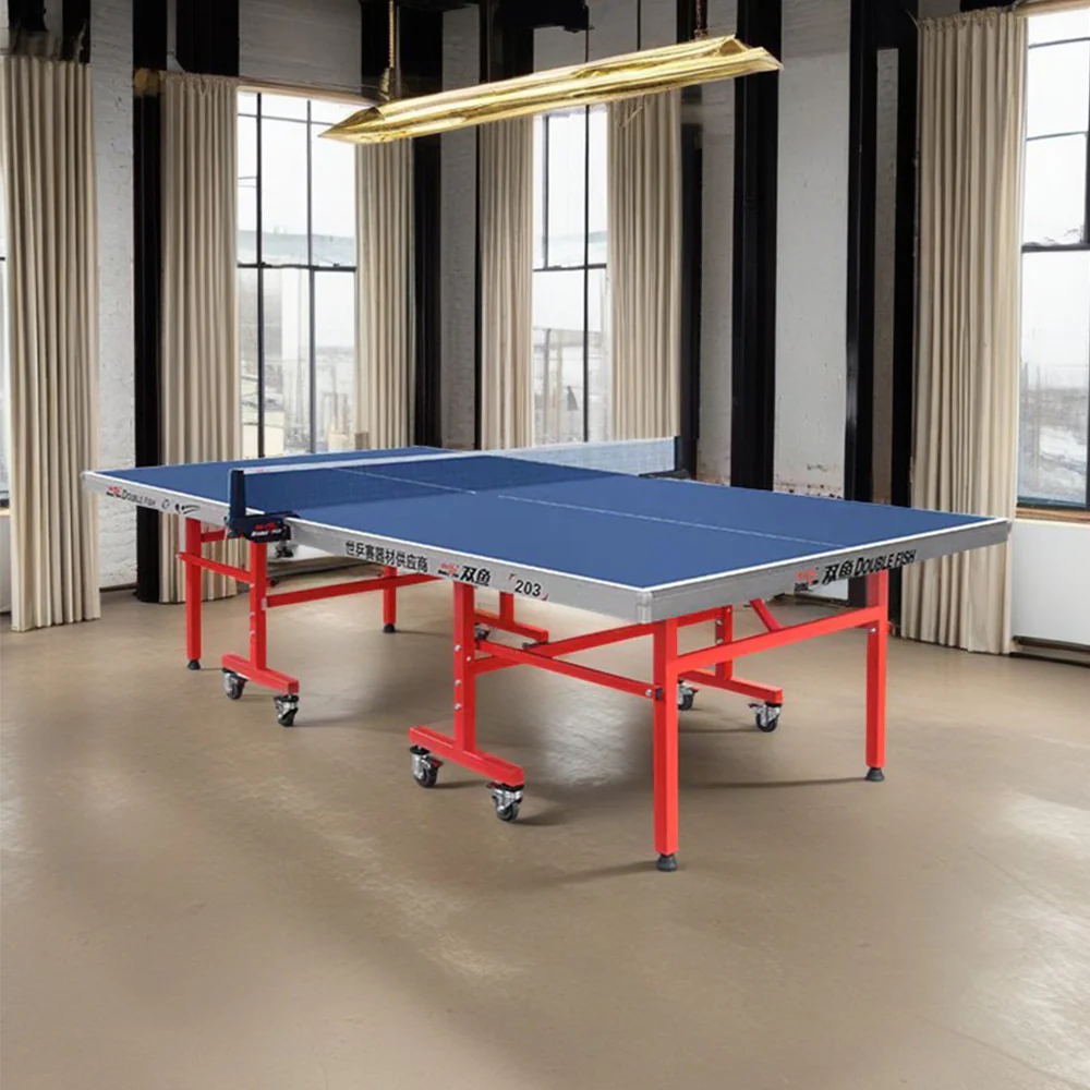 DOUBLE FISH 203 Indoor 18mm Blue Foldable Solo Play Table Tennis Pingpong Table-Bats Balls Net ITTF Approve - Image 11