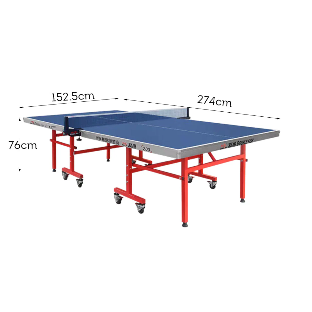 DOUBLE FISH 203 Indoor 18mm Blue Foldable Solo Play Table Tennis Pingpong Table-Bats Balls Net ITTF Approve - Image 6